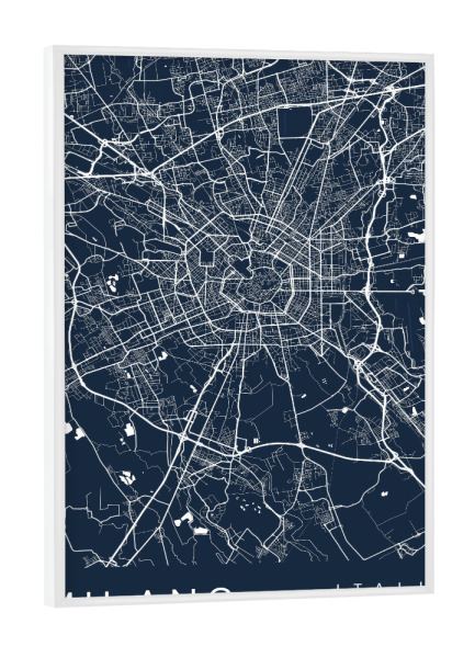 Poster mit weißem Rahmen "City Mailand Map" artboxONE - Städte / Mailand,Kartografie