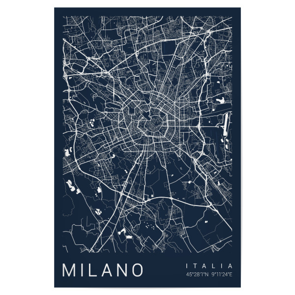 Poster 30x20 cm "City Mailand Map" artboxONE - Städte / Mailand,Kartografie
