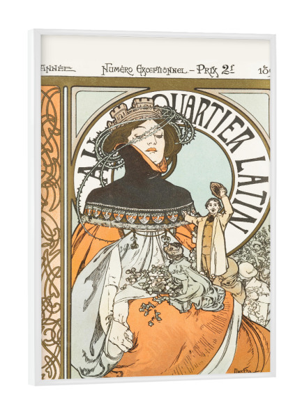 Poster mit weißem Rahmen "Alfons Mucha - Quartier Latin" artboxONE - Floral,Menschen,Fashion
