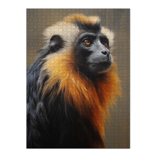 Puzzle Ravensburger "Saki-Affe" artboxONE - Natur,Tiere - Tier,Affe,Kunst,Leinwand,Säugetier,Affe,öl,Gemälde,Porträt,Saki,Western - Bild tier