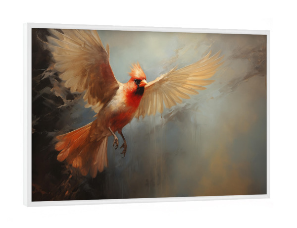 Poster mit weißem Rahmen "Fliegender Kardinal" artboxONE - Natur,Tiere