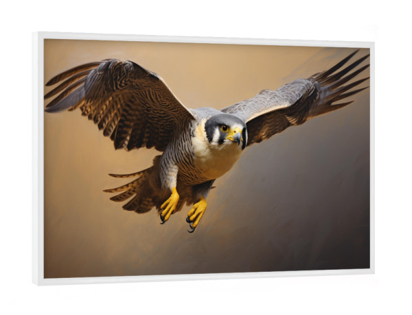 Poster mit weißem Rahmen "Fliegender Wanderfalke" artboxONE - Natur,Tiere