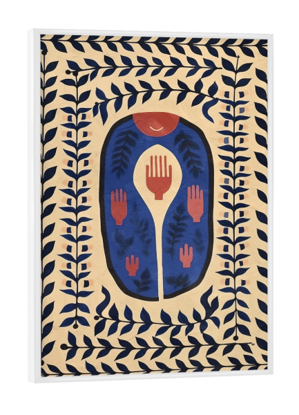 Poster mit weißem Rahmen "Kahlo Mosaik Schwarz" artboxONE - Abstrakt