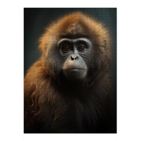 Puzzle Ravensburger "Wolliger Affe" artboxONE - Natur,Tiere - Tier,Affe,Kunst,Säugetier,Affe,öl,Gemälde,Porträt,Western,Wolliger,Wolliger affe