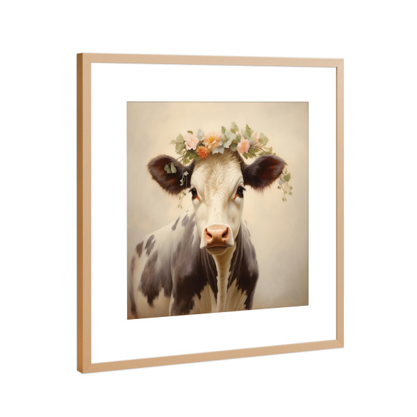 Poster mit Rahmen Kupfer "Kuh Portrait" artboxONE - Natur,Floral,Tiere