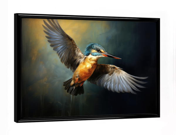 Poster mit schwarzem Rahmen "Fliegender Eisvogel" artboxONE - Natur,Tiere
