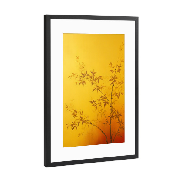 Poster mit Rahmen Schwarz (Metallic) "Goldenes Bambusgemälde" artboxONE - Floral