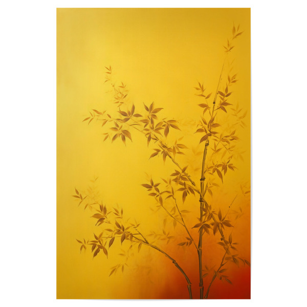 Poster "Goldenes Bambusgemälde" artboxONE - Floral - Hintergrund,Bambus,Ruhe,Zart,Zeichnung,Golden,Minimal,Entspannen,Gelb