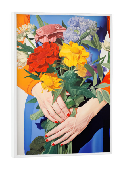 Poster mit weißem Rahmen "Blumengruß" artboxONE - Natur,Floral,Menschen