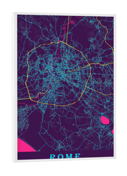 Poster mit weißem Rahmen "Roma als Stadtplan" artboxONE - Städte / Rom,Kartografie