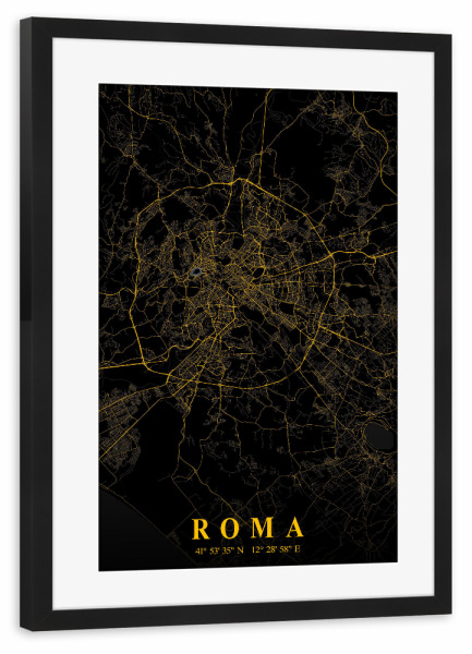 Poster mit Rahmen schwarz "CityMap von Rom" artboxONE - Städte / Rom,Kartografie