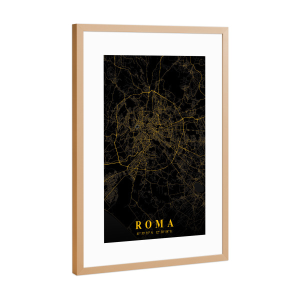 Poster mit Rahmen Kupfer "CityMap von Rom" artboxONE - Städte / Rom,Kartografie