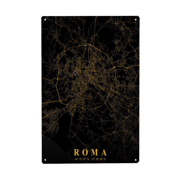 Holzbild "CityMap von Rom" artboxONE - Städte / Rom,Kartografie