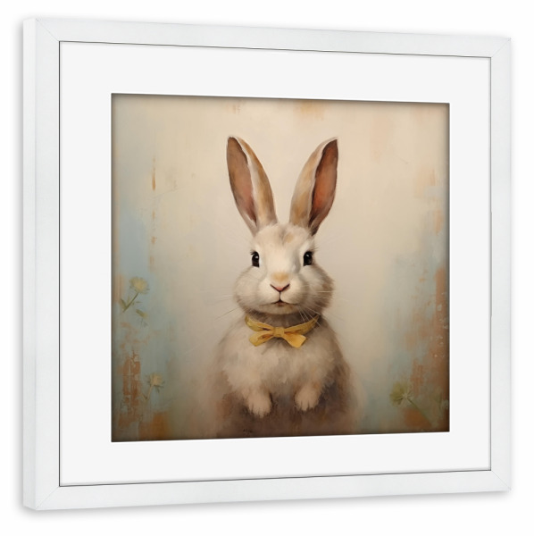 Poster mit Rahmen weiß "Süßes Kaninchen" artboxONE - Natur,Tiere,Abstrakt