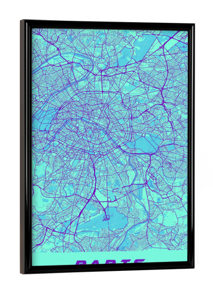 Poster mit schwarzem Rahmen "City Map von Paris" artboxONE - Städte / Paris,Kartografie