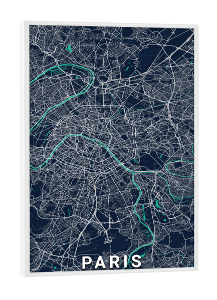 Poster mit weißem Rahmen "Paris CityMap" artboxONE - Städte / Paris,Kartografie