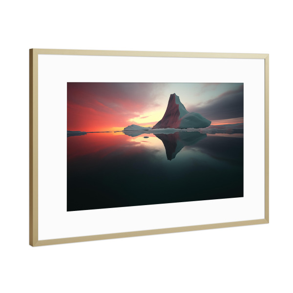 Poster mit Rahmen Gold "Eisberge nach Sonnenuntergang" artboxONE - Natur,Reise / Strand und Meer