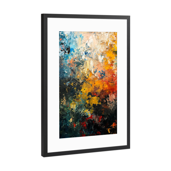 Poster mit Rahmen Schwarz (Metallic) "Abstrakte Ölpinselstriche" artboxONE - Abstrakt