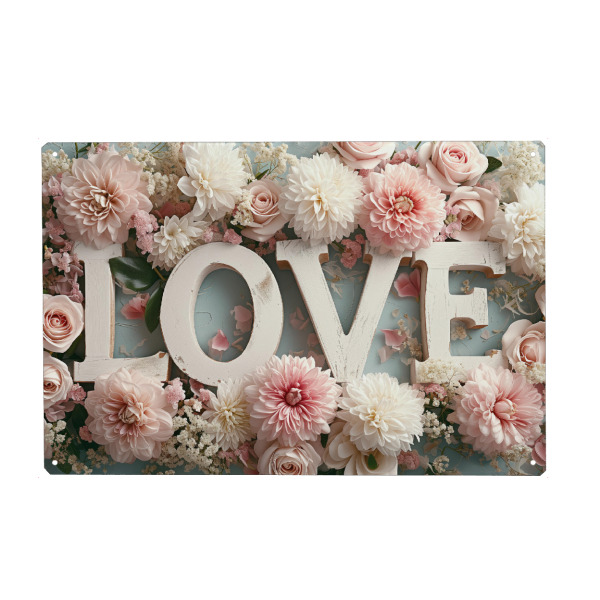Metall Poster "Blumenliebestext" artboxONE - Typografie,Abstrakt,Liebe