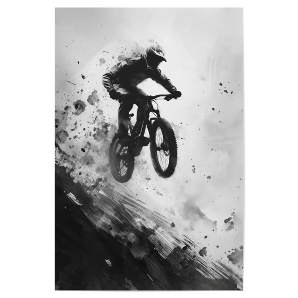 Poster 30x20 cm "Silhouette eines Bikers" artboxONE - Abstrakt,Sport