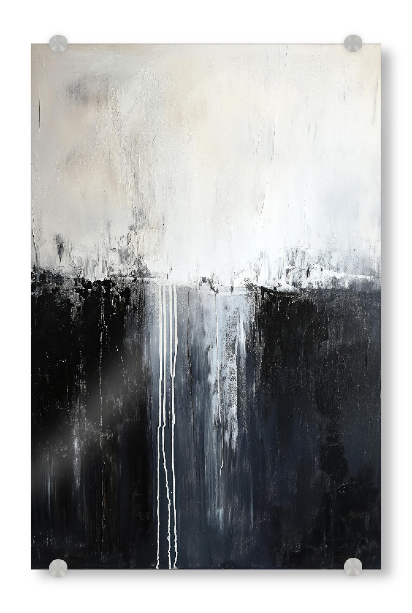 Acrylglasbild "Schwarz-Weiß-Kontrast" artboxONE - Abstrakt - Kunst,Schwarz,Leinwand,Kontrast,Minimal,öl,Farbe,Malerei,Einfach,Weiß