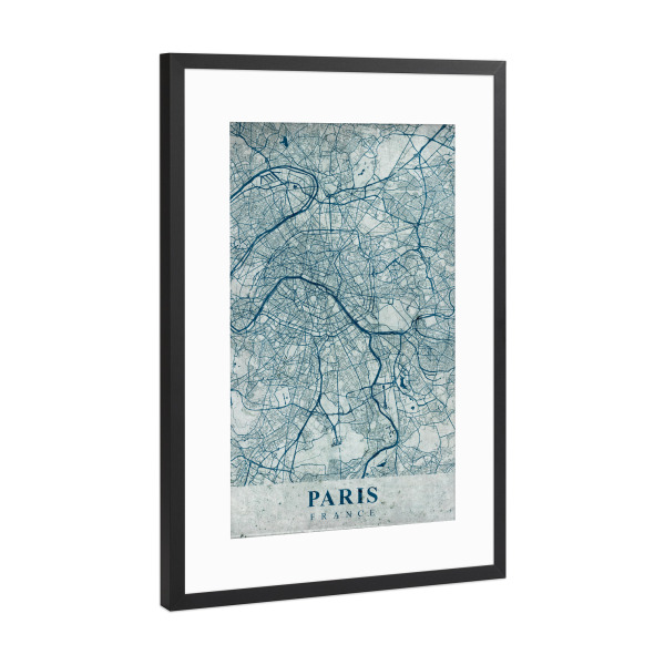 Poster mit Rahmen Schwarz (Metallic) "Paris als Vintage City Map" artboxONE - Städte / Paris,Kartografie