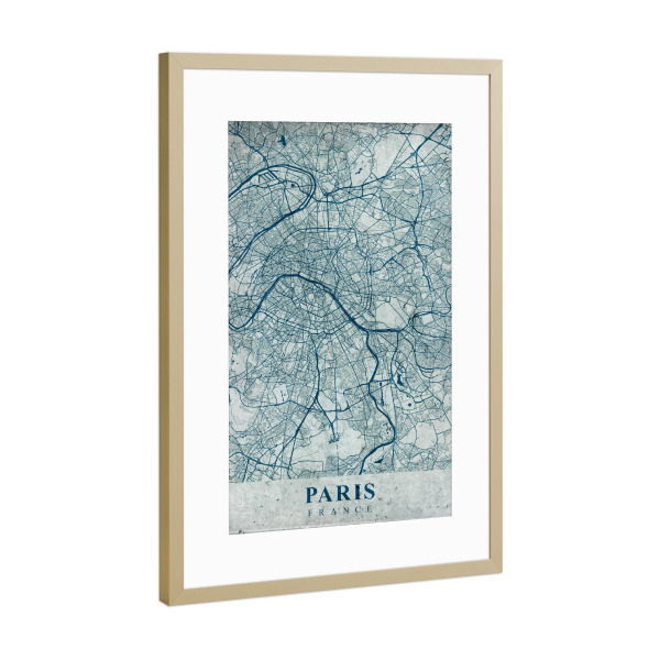 Poster mit Rahmen Gold "Paris als Vintage City Map" artboxONE - Städte / Paris,Kartografie