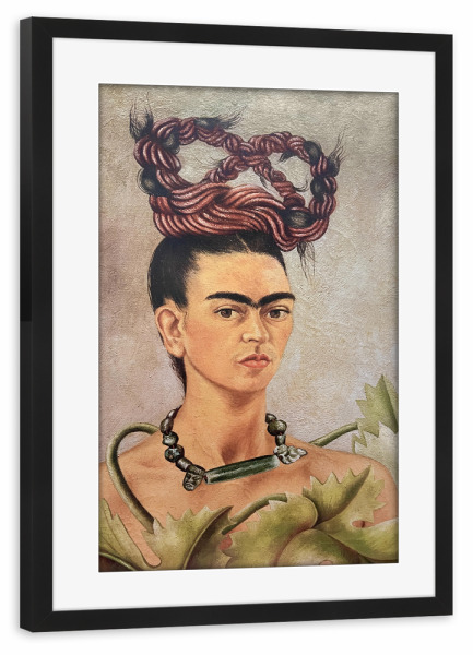 Poster mit Rahmen schwarz "Frida's Zöpfe" artboxONE - Floral,Abstrakt,Menschen