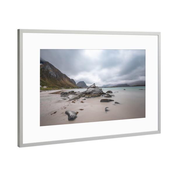 Poster mit Rahmen Silber "Lofoten Ramberg Strand" artboxONE - Natur,Reise,Reise / Strand und Meer