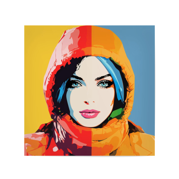 Poster 20x20 cm "SCHNEEFLOCKEN-MÄDCHEN" artboxONE - Abstrakt,Menschen,Für Mama - Gelb,Rot,Rosa,Gesicht,Popart