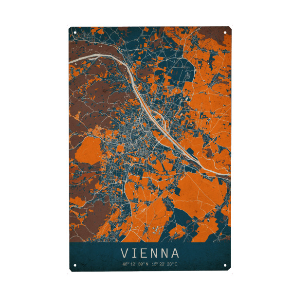 Metall Poster "Vintage City Map von Wien" artboxONE - Städte / Wien,Kartografie