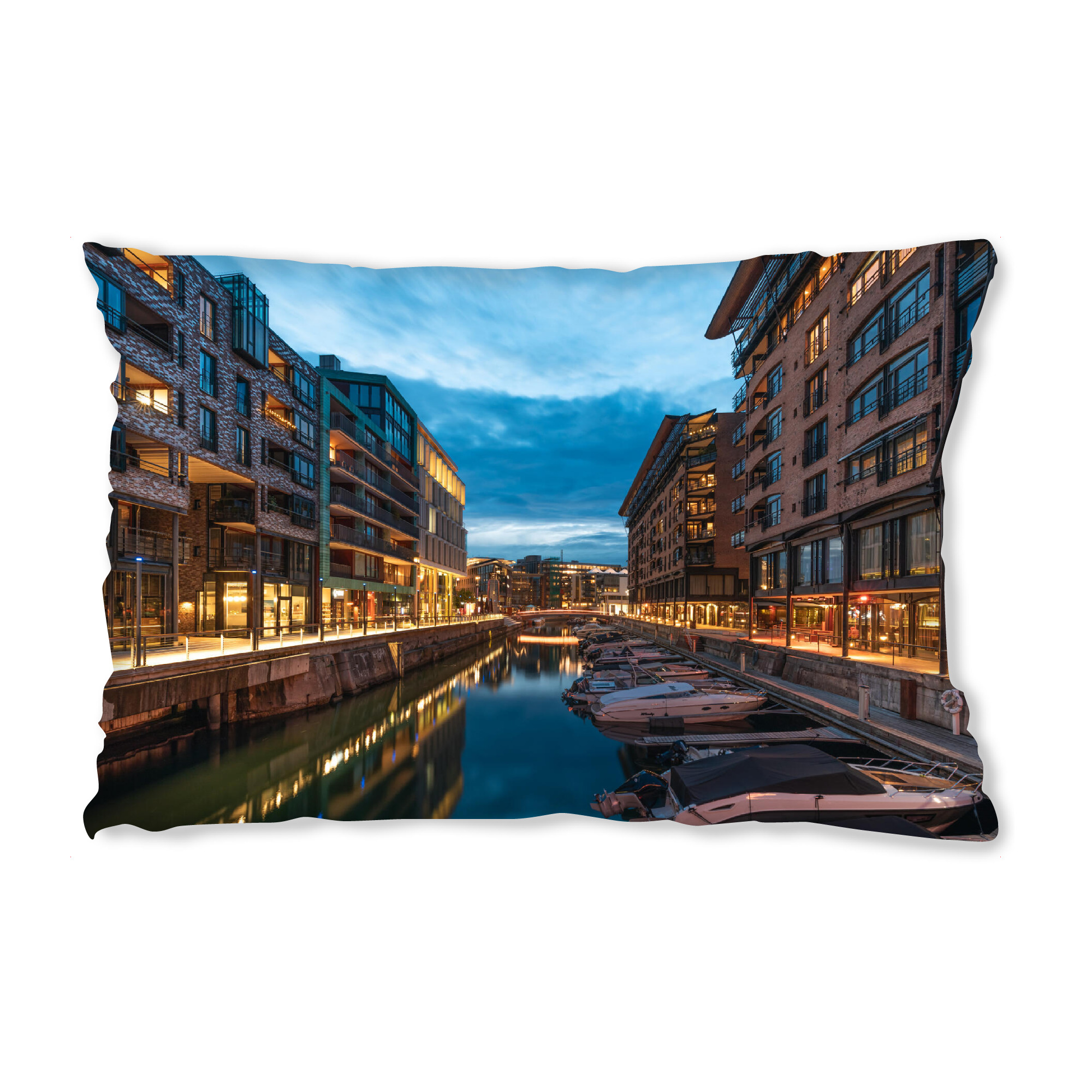 Design-Kissen "Oslo Norwegen" artboxONE - Städte,Architektur - Skandinavien,Boote,Marina,Hafen,Blaue stunde,Reisefotografie