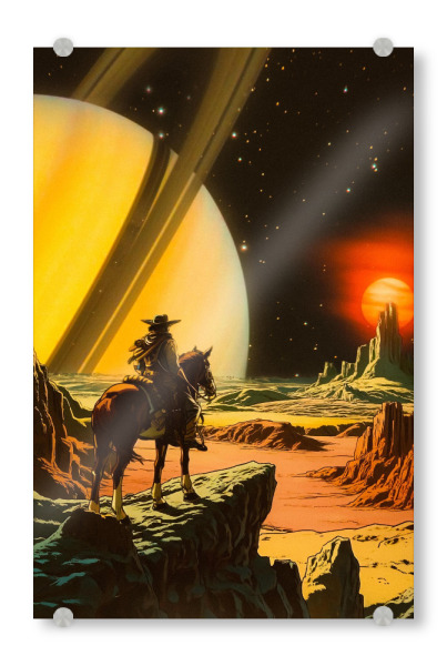 Acrylglasbild "Ein zukünftiges Cowboy-Abenteuer" artboxONE - Für Kinder,Fiktion,Galaxy