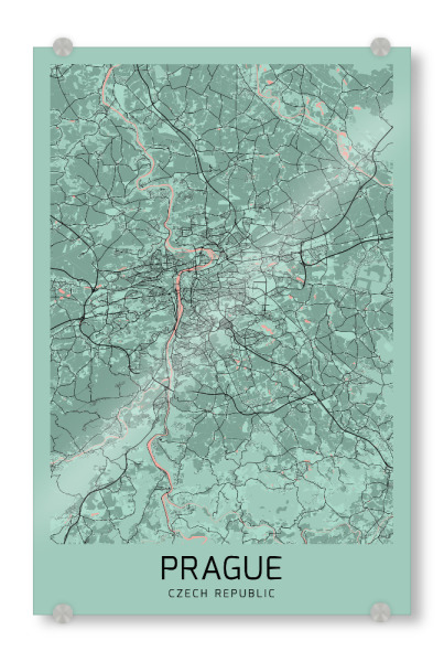 Acrylglasbild "Stadt Map Prag" artboxONE - Städte / Prag,Kartografie