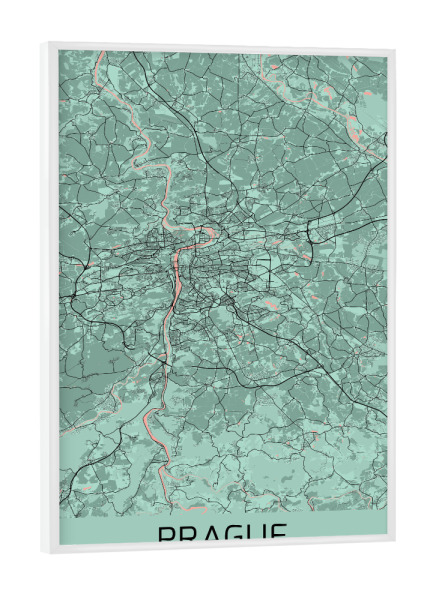 Poster mit weißem Rahmen "Stadt Map Prag" artboxONE - Städte / Prag,Kartografie