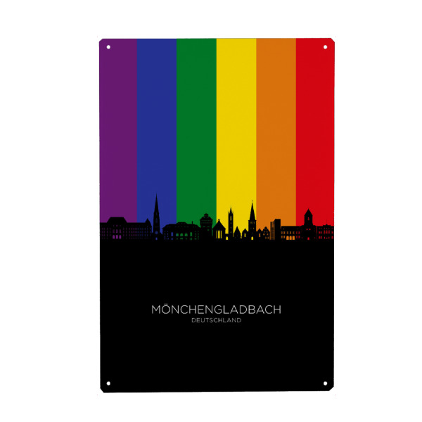 Metall Poster "Mönchengladbach Skyline Pride" artboxONE - Städte - Mönchengladbach,Deutschland,Stolz,Skyline,Stadtbild,Stadtbild,Aquarell,Malerei