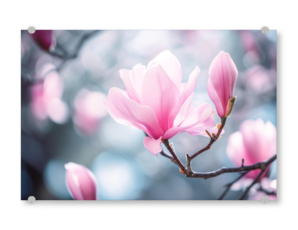 Acrylglasbild "Rosa Magnolien-Bokeh" artboxONE - Natur,Floral - Blühen,Blühen,Blüte,Bokeh,Blume,Magnolie,Natur,Baum