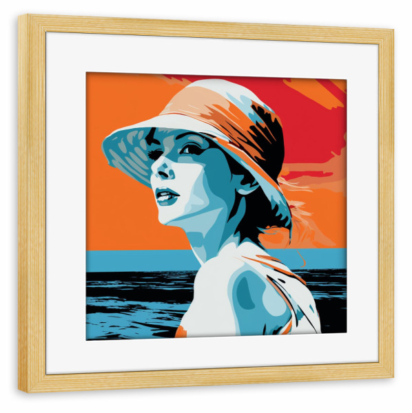 Poster mit Rahmen kiefer "FRAU MIT MEERBLICK" artboxONE - Natur,Reise,Abstrakt,Fashion