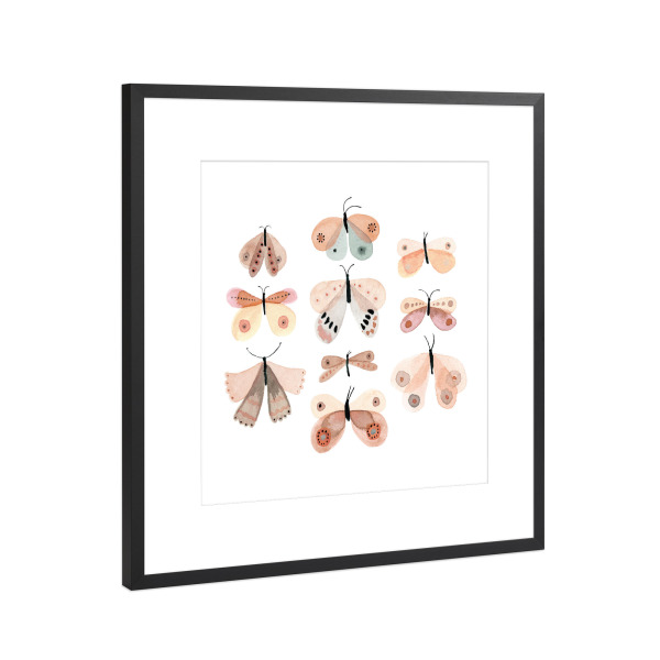 Poster mit Rahmen Schwarz (Metallic) "Voglhuber - Schmetterlinge" artboxONE - Natur,Tiere