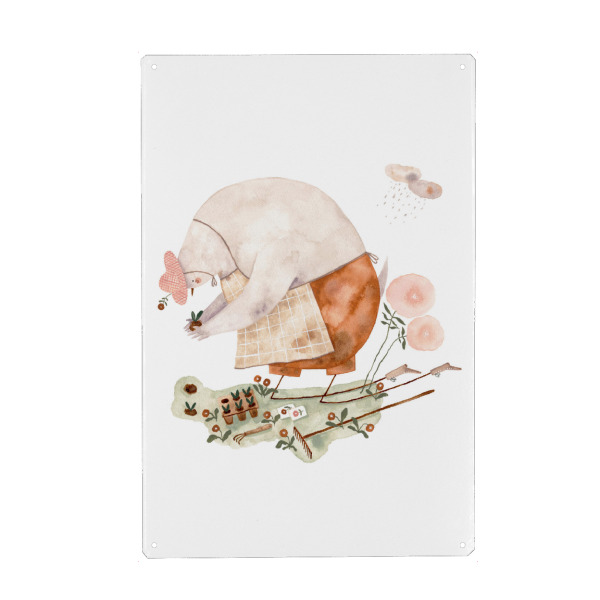 Holzbild "Voglhuber - Positivität pflanzen" artboxONE - Natur,Floral,Für Kinder,Tiere - Vogel,Garten,Frühling,Natur,Tier,Blumen,Botanik