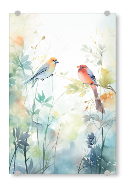 Acrylglasbild "Zarte Gartenvögel" artboxONE - Natur,Floral,Tiere