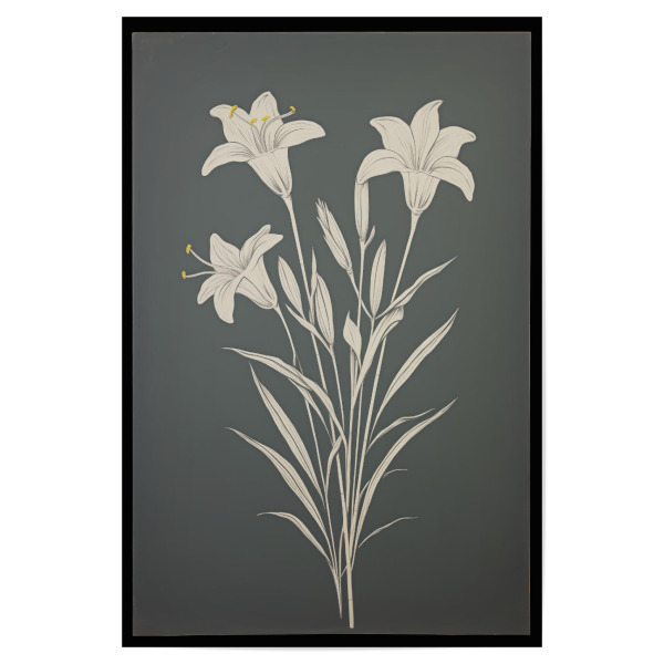 Poster 30x20 cm "Drei weiße Lilien" artboxONE - Floral - Kunst,Braun,Leinwand,Zart,Detail,Blume,Lilium,Lilie,Minimal,öl,Farbe,Malerei