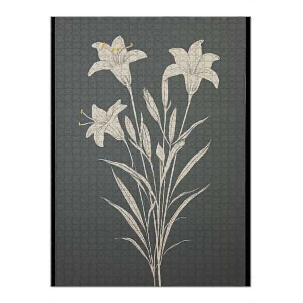 Puzzle Ravensburger "Drei weiße Lilien" artboxONE - Floral - Kunst,Braun,Leinwand,Zart,Detail,Blume,Lilium,Lilie,Minimal,öl,Farbe,Malerei