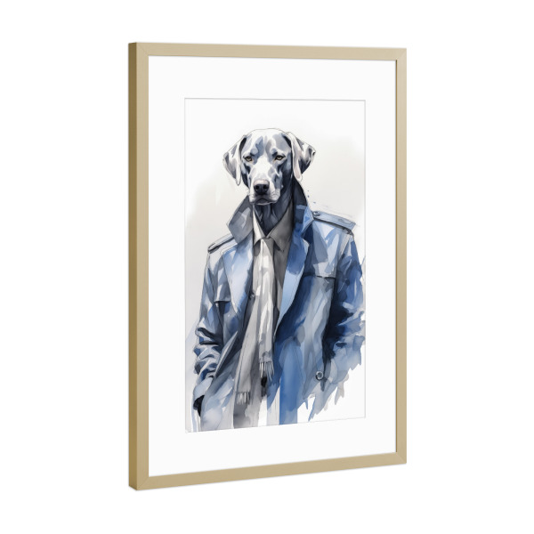 Poster mit Rahmen Gold "Mode-Labrador" artboxONE - Tiere,Fashion,Lustig