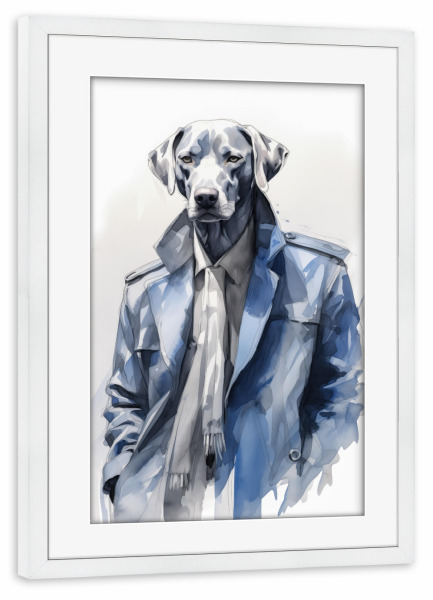 Poster mit Rahmen weiß "Mode-Labrador" artboxONE - Tiere,Fashion,Lustig