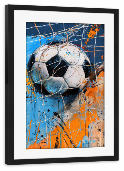 Poster mit Rahmen schwarz "Fußballspieler Sportkunst C" artboxONE - Sport,Sport / Fußball - Fußball,Ball,Fußball,Sport,Aquarell