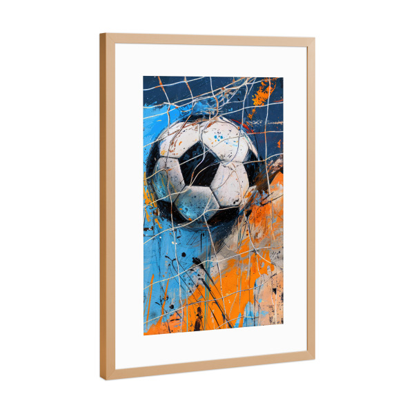Poster mit Rahmen Kupfer "Fußballspieler Sportkunst C" artboxONE - Sport,Sport / Fußball - Fußball,Ball,Fußball,Sport,Aquarell