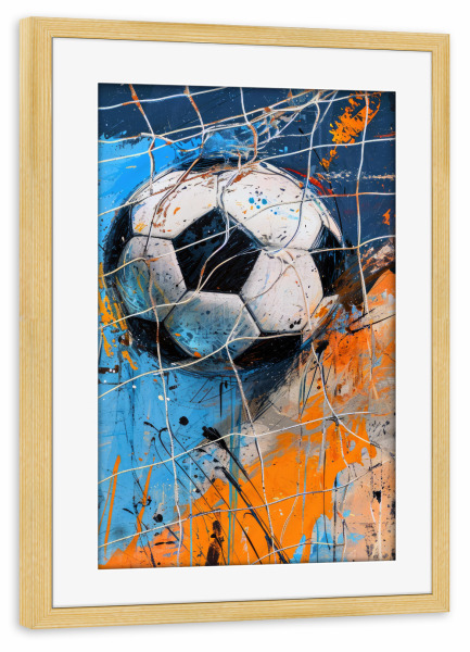 Poster mit Rahmen kiefer "Fußballspieler Sportkunst C" artboxONE - Sport,Sport / Fußball - Fußball,Ball,Fußball,Sport,Aquarell