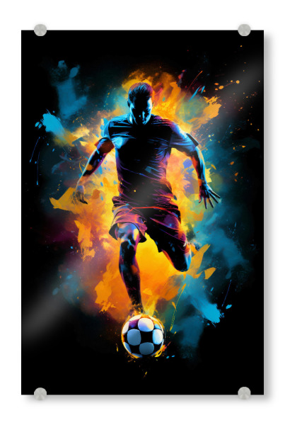 Acrylglasbild "Football Colorful 8 (matart)" artboxONE - Sport / Fußball - Fußball,Fußballspieler,Spieler,Ball,Mannschaft,Sport,Bunt,Aquarell