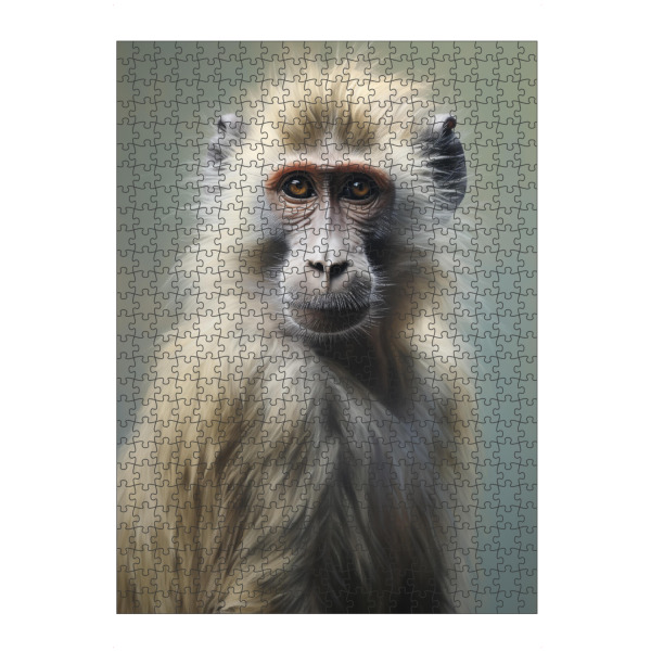 artboxONE Puzzle "Pavian auf hellgrau" artboxONE - Natur,Tiere - Tier,Affe,Kunst,Pavian,Leinwand,Grau,Säugetier,Affe,öl,Gemälde,Porträt